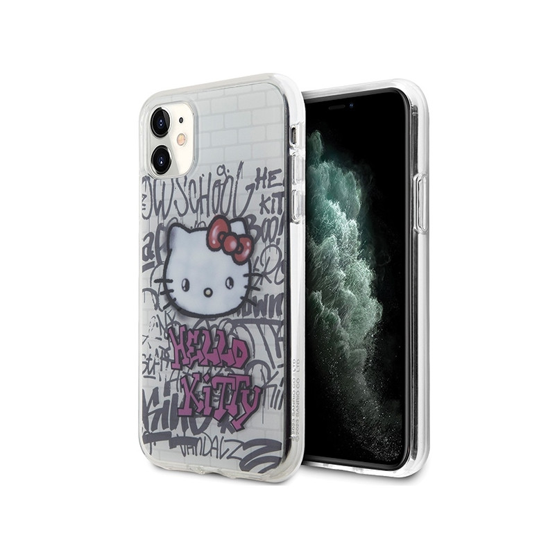 Hello Kitty IML Kitty On Bricks Graffiti dėklas, skirtas iPhone 11 / Xr - baltas