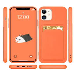 Silikono kortelės dėklas su kortelių lizdu iPhone 13 mini - koralas