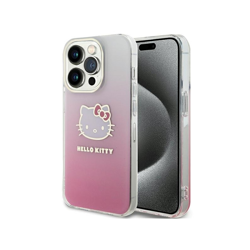 Hello Kitty IML Gradient Electrop Kitty Head dėklas iPhone 14 Pro - rožinis