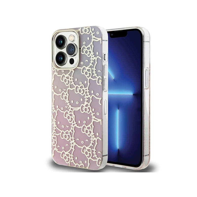 Hello Kitty IML Gradient Electrop Crowded Kitty galvos dėklas, skirtas iPhone 15 Pro – rožinis