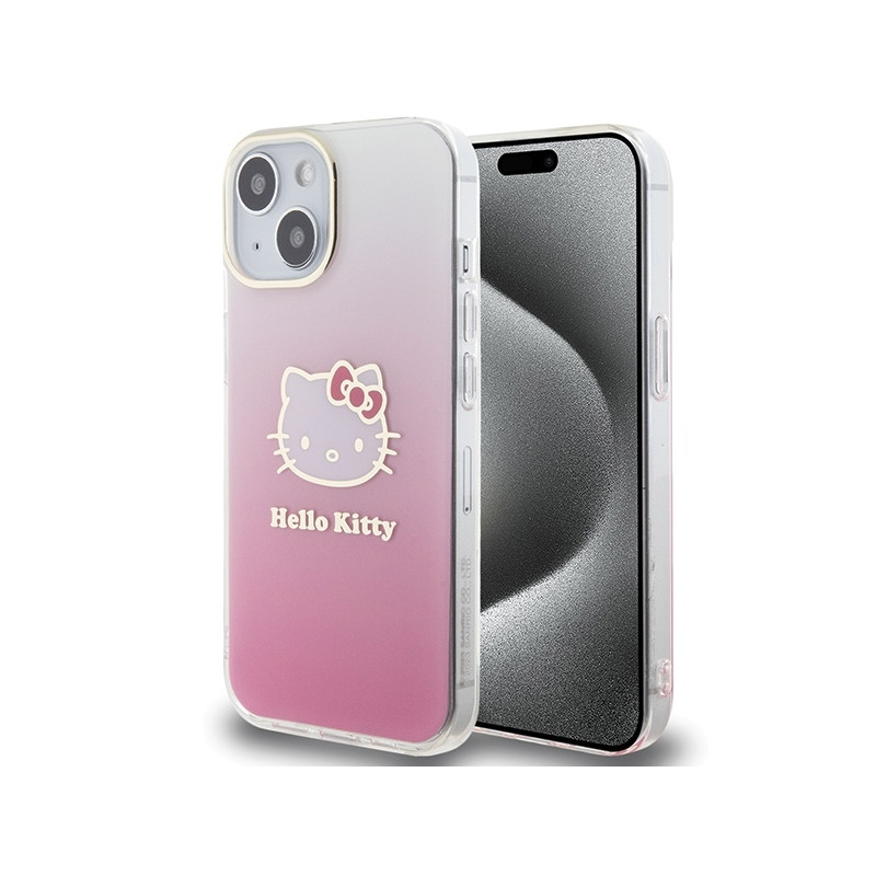 Hello Kitty IML Gradient Electrop Kitty Head dėklas iPhone 15 - rožinis