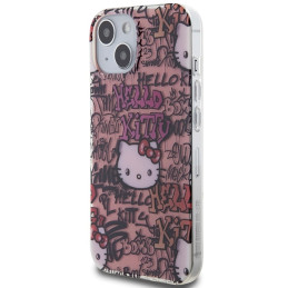 Hello Kitty IML Tags Graffiti dėklas iPhone 15 - rožinis