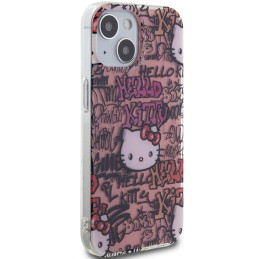 Hello Kitty IML Tags Graffiti dėklas iPhone 15 - rožinis