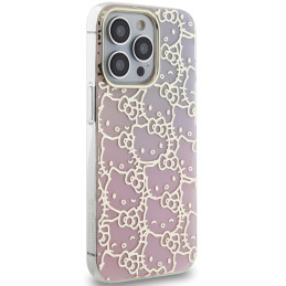 Hello Kitty IML Gradient Electrop Crowded Kitty galvos dėklas, skirtas iPhone 15 Pro Max – rožinis
