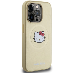 Hello Kitty Leather Kitty Head MagSafe dėklas iPhone 13 Pro Max - auksinis