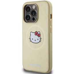 Hello Kitty Leather Kitty Head MagSafe dėklas iPhone 14 Pro - auksinis
