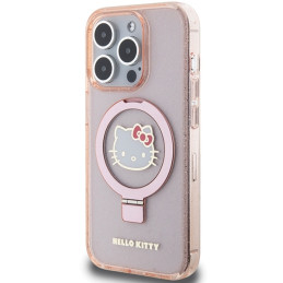 „Hello Kitty“ žiedinis stovas „Blizgantis Electrop Logo MagSafe“ dėklas, skirtas „iPhone 15 Pro“ – rožinis
