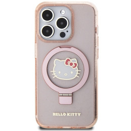 „Hello Kitty“ žiedinis stovas „Blizgantis Electrop Logo MagSafe“ dėklas, skirtas „iPhone 15 Pro“ – rožinis