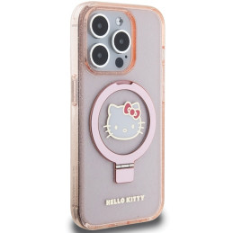 „Hello Kitty“ žiedinis stovas „Blizgantis Electrop Logo MagSafe“ dėklas, skirtas „iPhone 15 Pro“ – rožinis