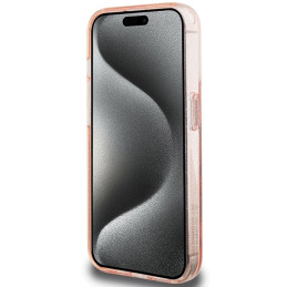 „Hello Kitty“ žiedinis stovas „Blizgantis Electrop Logo MagSafe“ dėklas, skirtas „iPhone 15 Pro“ – rožinis