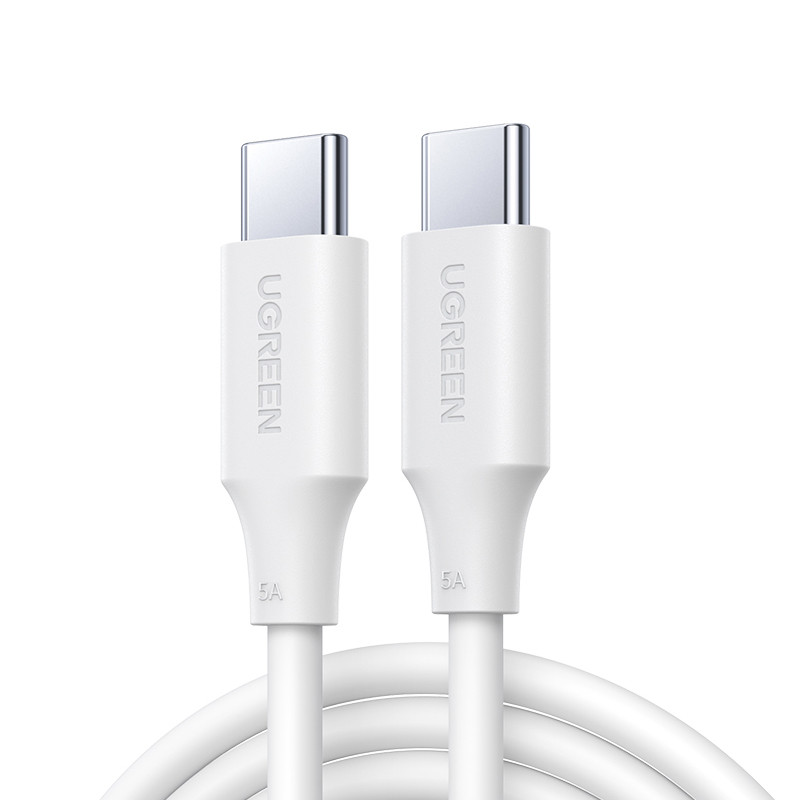 Ugreen US562 USB-C – USB-C PD QC kabelis 100W 480Mb/ s 1m – baltas