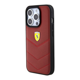 Ferrari Leather Stitched Lines dėklas, skirtas iPhone 15 Pro - raudonas