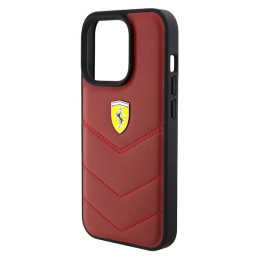 Ferrari Leather Stitched Lines dėklas, skirtas iPhone 15 Pro - raudonas