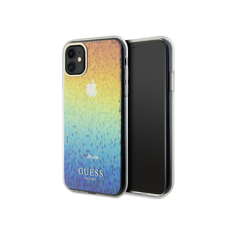 Guess IML Faceted Mirror Disco Iridescent dėklas, skirtas iPhone 11 / Xr - daugiaspalvis