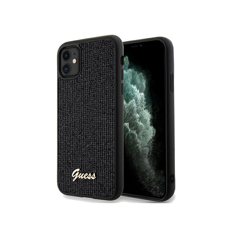 Guess Disco Metal Script dėklas, skirtas iPhone 11 / Xr - juodas