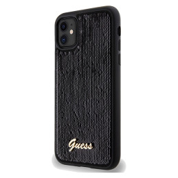 Guess Sequin Script Metalinis dėklas iPhone 11 / Xr - juodas