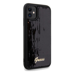 Guess Sequin Script Metalinis dėklas iPhone 11 / Xr - juodas