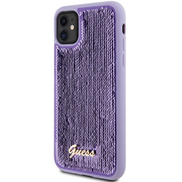 Guess Sequin Script Metalinis dėklas, skirtas iPhone 11 / Xr - violetinė