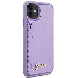 Guess Sequin Script Metalinis dėklas, skirtas iPhone 11 / Xr - violetinė