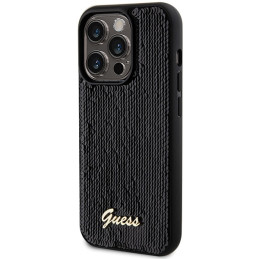 Guess Sequin Script Metalinis dėklas iPhone 13 Pro / 13 - juodas
