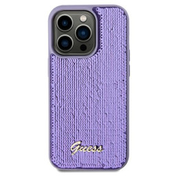 Guess Sequin Script Metalinis dėklas iPhone 14 Pro - violetinis