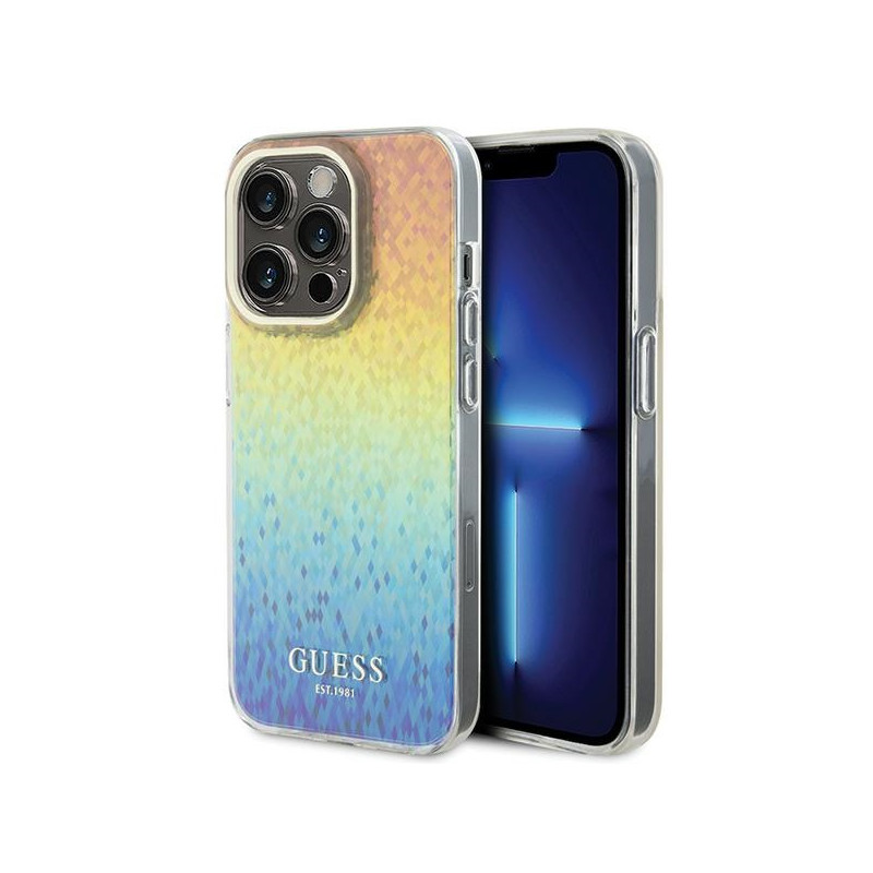 Guess IML Faceted Mirror Disco Iridescent dėklas, skirtas iPhone 14 Pro Max – įvairiaspalvis