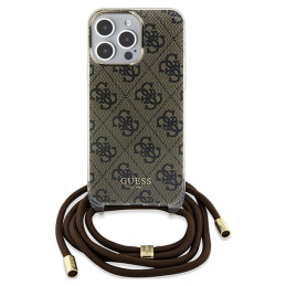 Guess Crossbody Cord 4G Print dėklas iPhone 15 Pro - rudas