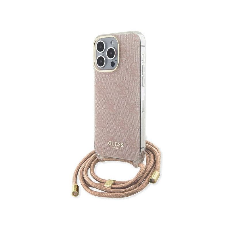 Guess Crossbody Cord 4G Print dėklas iPhone 15 Pro Max - rožinis