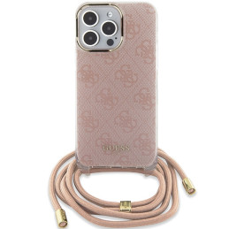 Guess Crossbody Cord 4G Print dėklas iPhone 15 Pro Max - rožinis