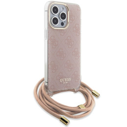 Guess Crossbody Cord 4G Print dėklas iPhone 15 Pro Max - rožinis
