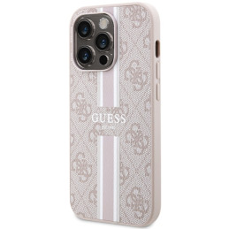 Guess 4G Printed Stripes MagSafe dėklas iPhone 15 Pro - rožinis