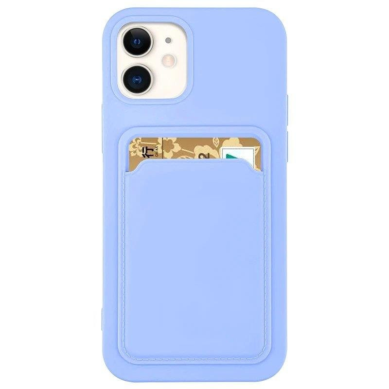 Kortelės dėklas, silikoninis piniginės dėklas su kortelės lizdu dokumentams, skirtas Samsung Galaxy A42 5G Purple