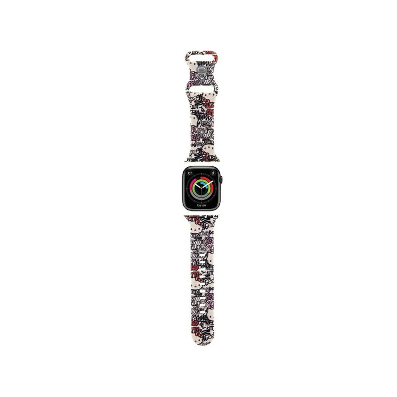 Hello Kitty Silicone Tags Graffiti dirželis Apple Watch 38/ 40/ 41mm - smėlio spalvos
