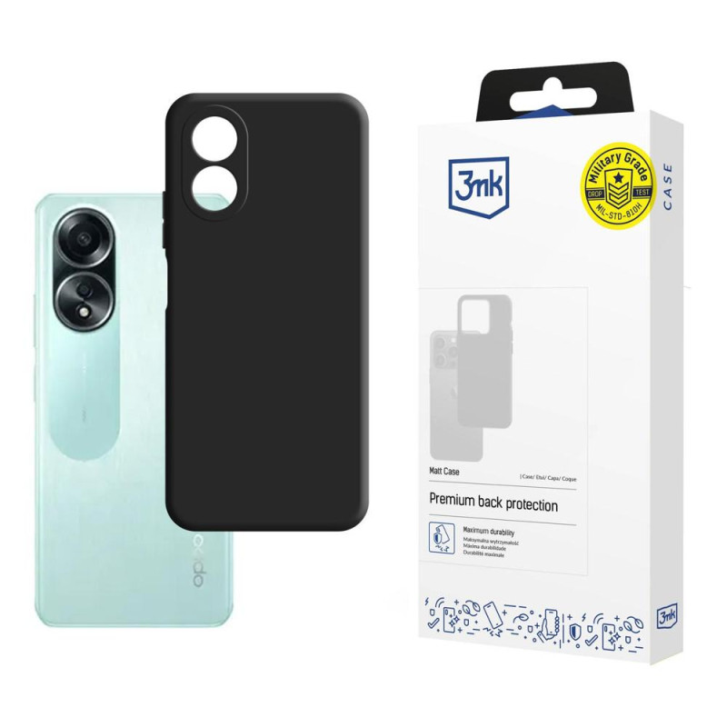 3mk matinis dėklas, skirtas Oppo A58 4G – juodas