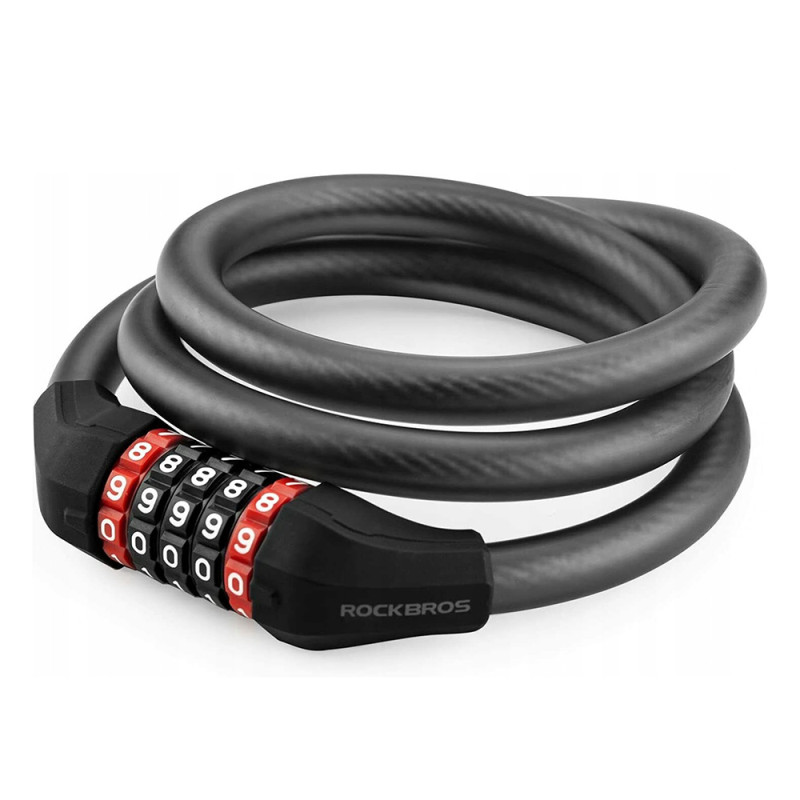 Rockbros RKS507-1BK dviračio spyna su kombinacija 1,8 m - juoda