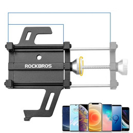 Rockbros 699-BK aliuminio lydinio dviračio telefono laikiklis – juodas