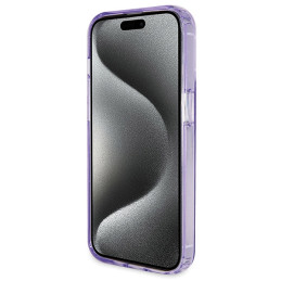 Guess Ring Stand Script Glitter MagSafe dėklas, skirtas iPhone 14 Pro Max - violetinė