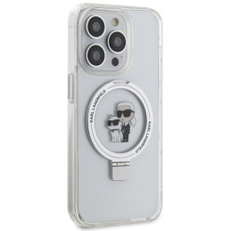 Karl Lagerfeld žiedinis stovas Karl&Choupette MagSafe dėklas iPhone 13 Pro Max - baltas