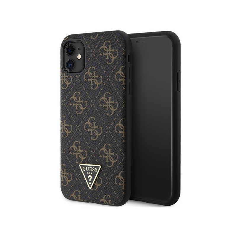 Guess 4G Triangle Metal Logo dėklas, skirtas iPhone 11 / XR - juodas