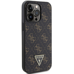 Guess 4G Triangle Metal Logo dėklas, skirtas iPhone 14 Pro Max - juodas