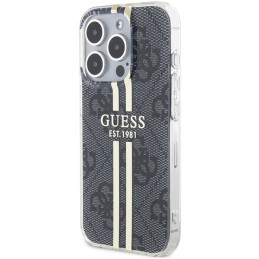 Guess IML 4G Gold Stripe dėklas iPhone 15 Pro - juodas