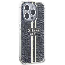 Guess IML 4G Gold Stripe dėklas iPhone 15 Pro - juodas