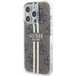 Guess IML 4G Gold Stripe dėklas, skirtas iPhone 15 Pro Max - rudas