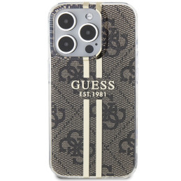 Guess IML 4G Gold Stripe dėklas, skirtas iPhone 15 Pro Max - rudas