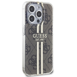 Guess IML 4G Gold Stripe dėklas, skirtas iPhone 15 Pro Max - rudas