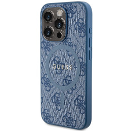 Guess 4G Collection odinis metalinis logotipas MagSafe dėklas, skirtas iPhone 14 Pro Max - mėlynas
