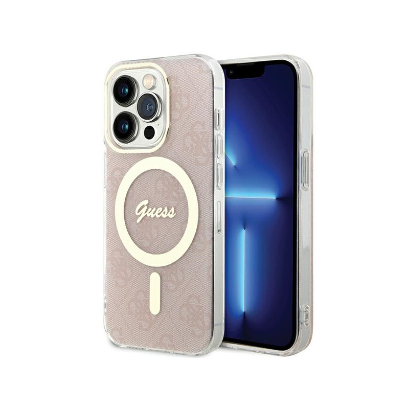 Guess IML 4G MagSafe dėklas iPhone 15 Pro - rožinis