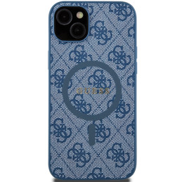 Guess 4G Collection odinis metalinis logotipas MagSafe dėklas, skirtas iPhone 15 Plus / 14 Plus - mėlynas