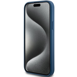 Guess 4G Collection odinis metalinis logotipas MagSafe dėklas, skirtas iPhone 15 Plus / 14 Plus - mėlynas