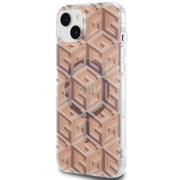 Guess IML GCube MagSafe dėklas iPhone 15 Plus / 14 Plus - rudas